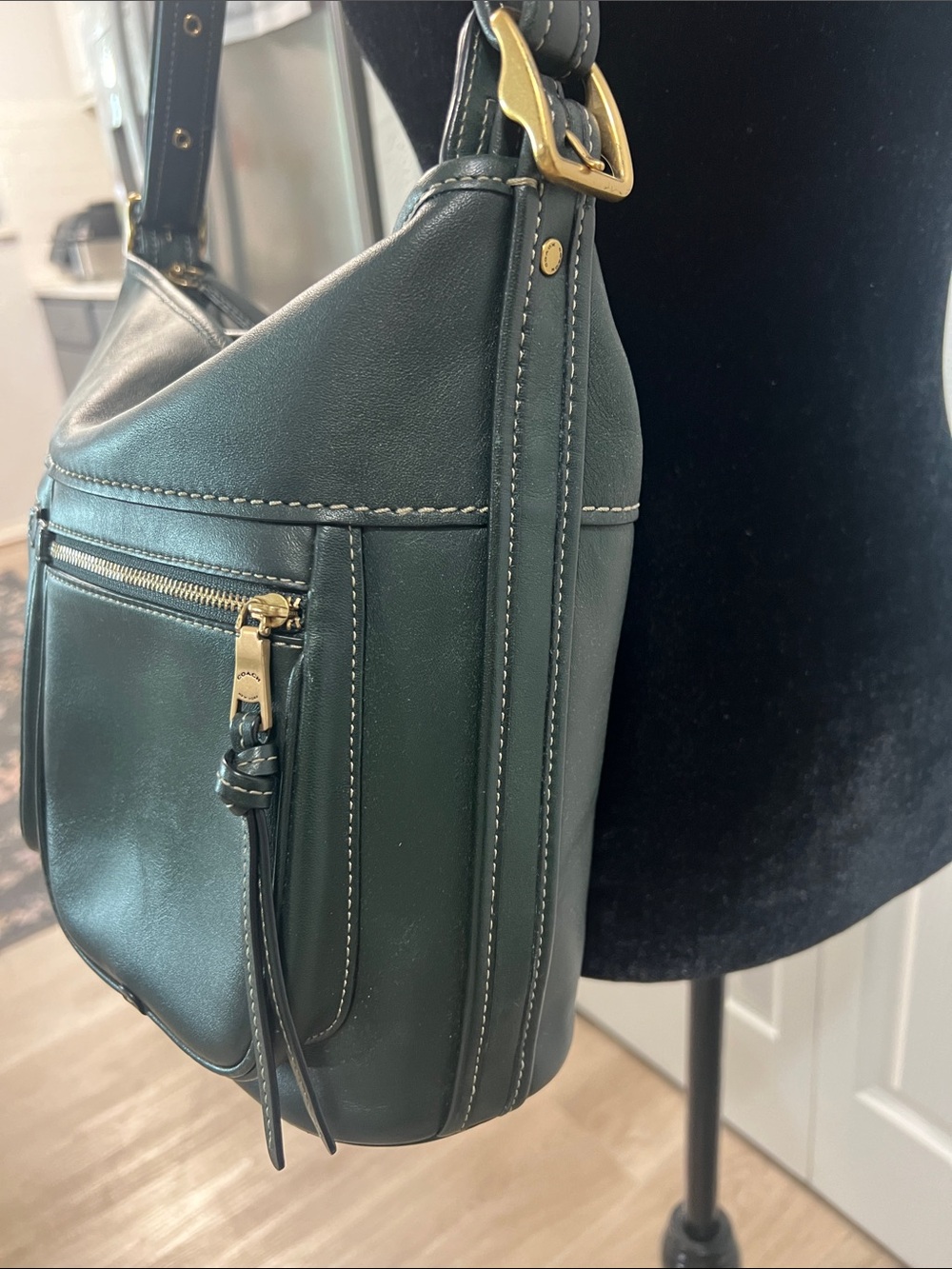 COACH Andie Forest Green Glovetanned Leather Tote - Picture 5 of 14